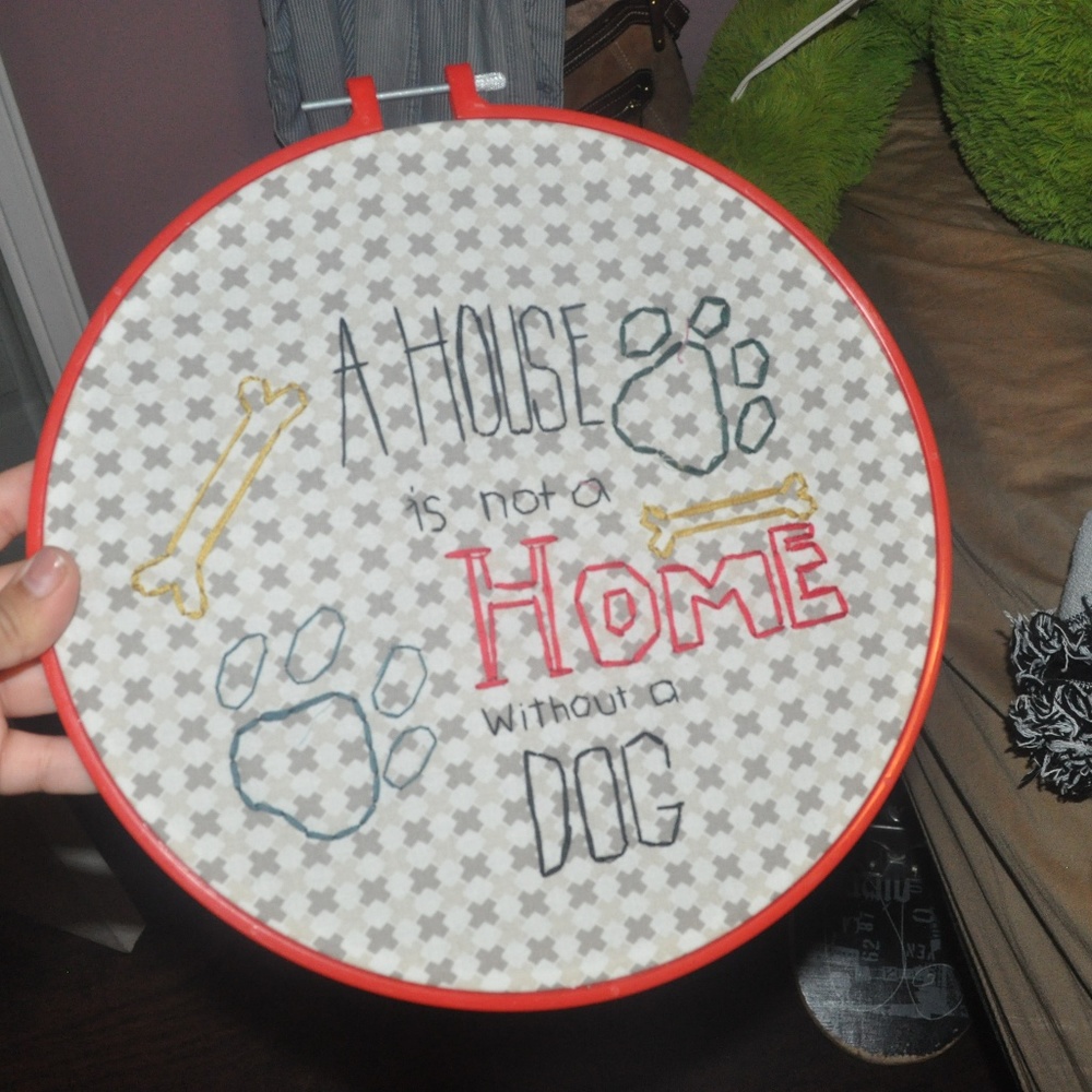 HAND EMBROIDER DOG HOME
